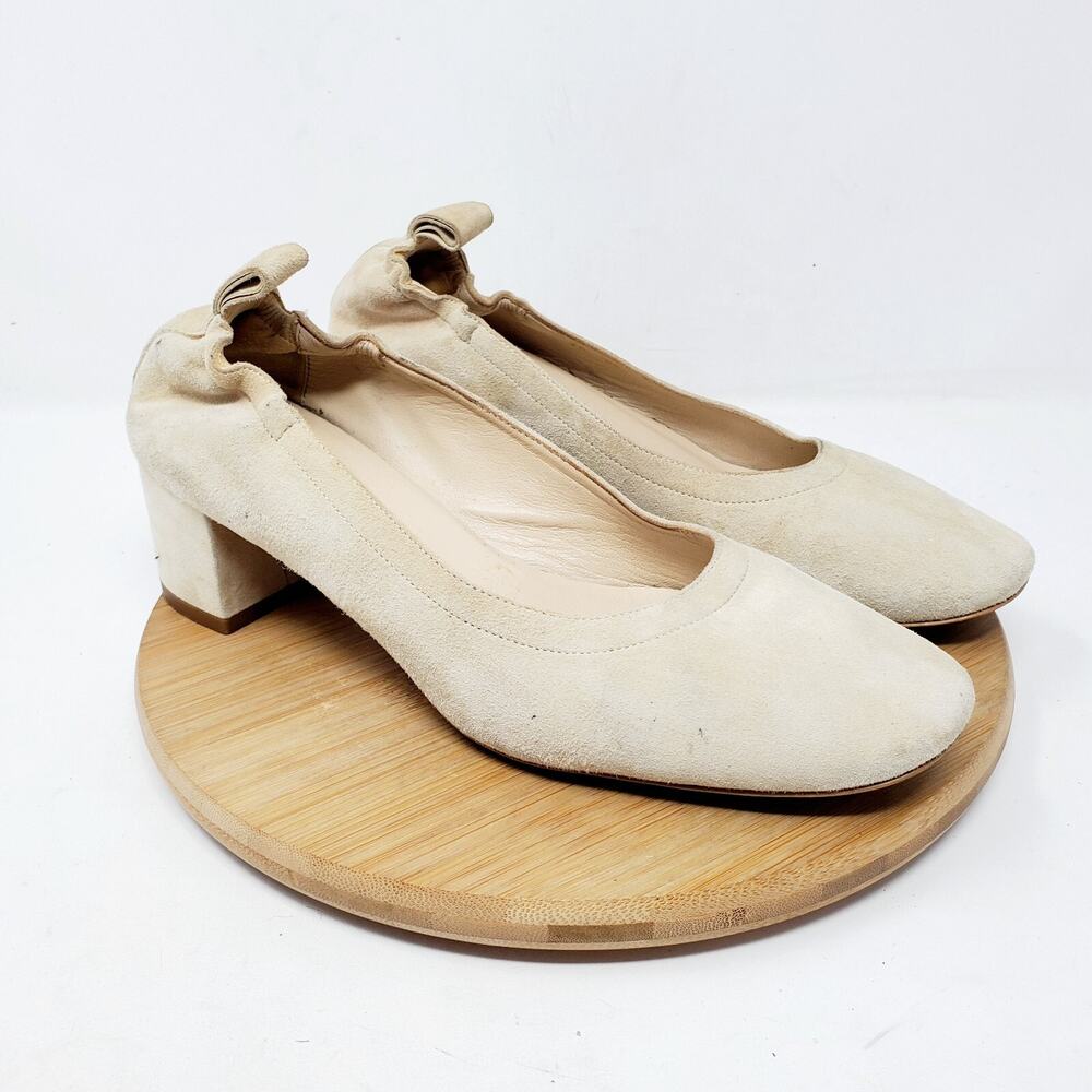 Everlane The Day Heel Shoes Womens 6.5 Suede Leather Block Pump Italy
